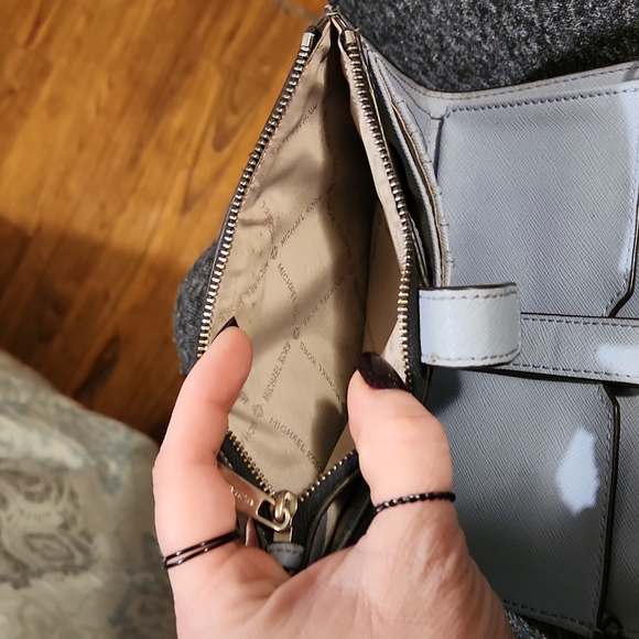 Michael Kors Jet Set Travel Double Zip Wristlet Dark Chambray Blue Mk Signature - Picture 5 of 8